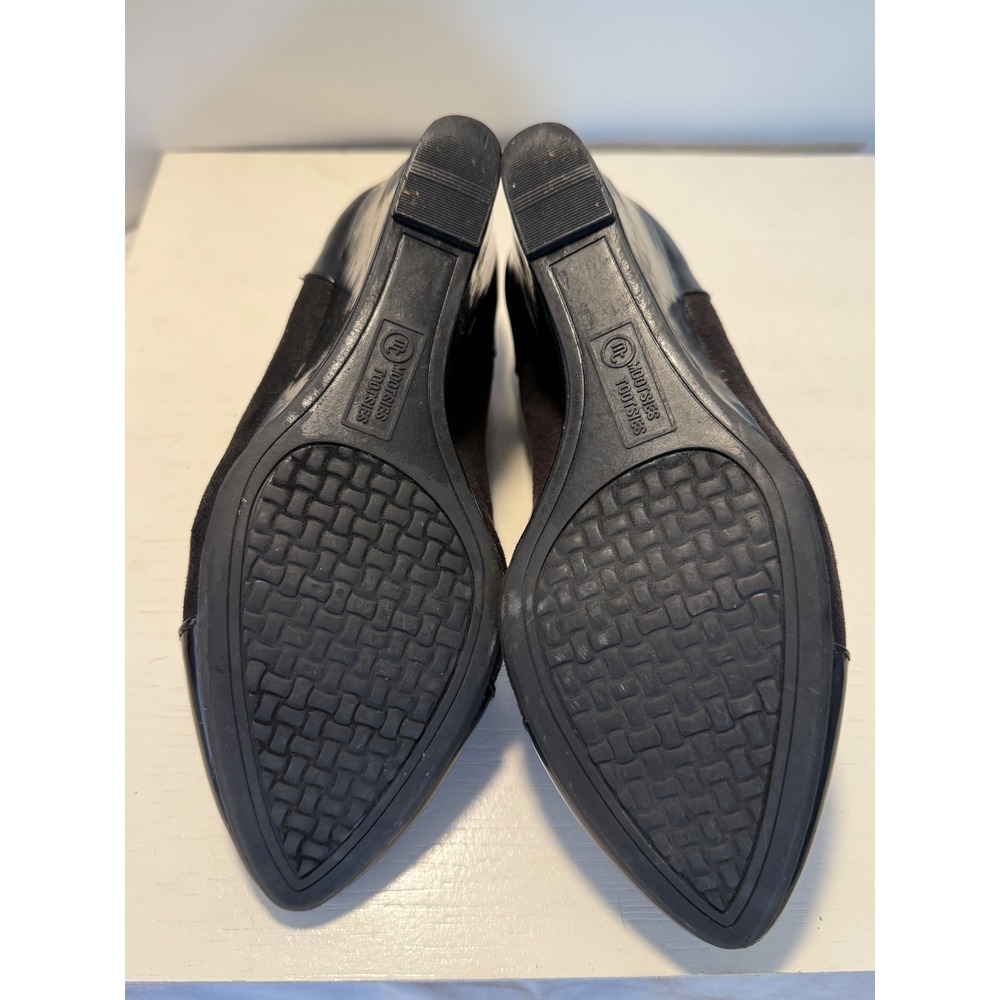 Mootsie Tootsie Black Patent Suede Wedge Heels Pumps Shoes Women Size 9M - Picture 6 of 6